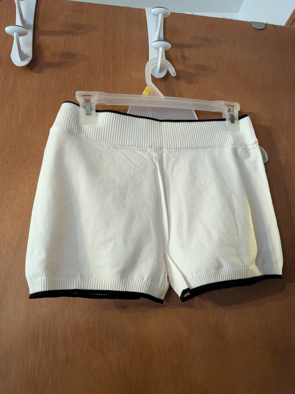 Always White Knit Shorts with Black Trim